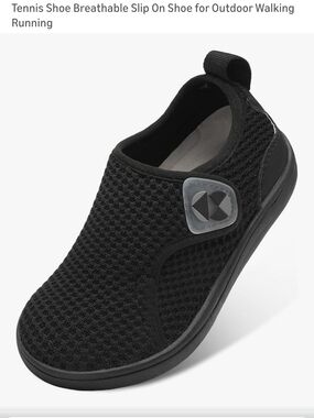 Black Breathable Slip-On Walking Shoe